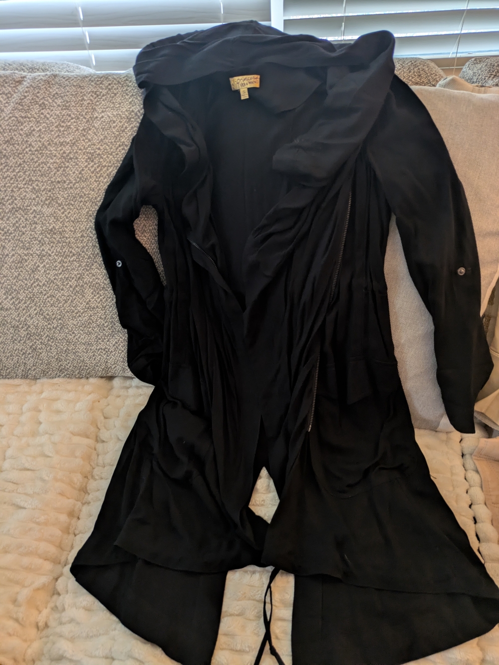 princess vera wang Black Longline Hooded Jacket